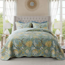 Axyaa Green Floral Reversible Patchwork Quilt Set - Queen Size