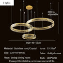 Axyaa Crystal LED Pendant Lights: Dimmable Luxury Chandelier for Home & Living Room