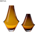 Axyaa Amber Glass Small Mouth Vase for Artistic Flower Arrangement