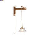 Axyaa Wooden LED Wall Lamp Clear Glass Gold Socket Modern Stair Light