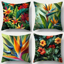 Axyaa Tropical Flowers & Birds Pillow Cover - Sofa Bedroom Car Cushion Cover