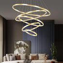 Axyaa Modern LED Ring Chandelier for Living Room, Wiredrawing Interior Lighting