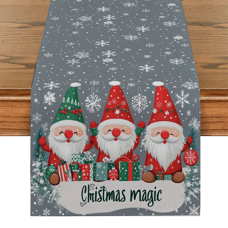 Axyaa Snowflake Fir Table Runner: Washable Indoor Outdoor Dining Cloth