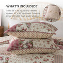 Axyaa Country Roses Patchwork Quilt Set - Queen Size with 2 Shams