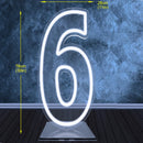 Axyaa 76cm Large Number Neon Sign Stand Up Transparent Dimmable Letter Light