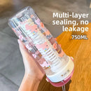 Axyaa Flower Tea Tritan Water Bottle with Tea Strainer, Straw - 750ml