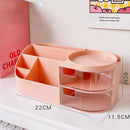 Axyaa Desktop Organizer Drawer, Transparent Plastic Multifunction Pen Holder Cute Design