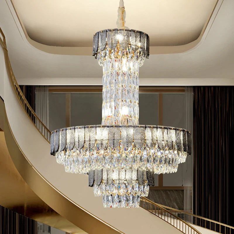 Axyaa Crystal Chandelier: Postmodern Light Luxury for Living Room, Hotel Lobby & Villa.