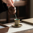 Axyaa Iced Ceramic Teacups Set - 40ML Ceramic Espresso Cups and Saucers Home Tea Set