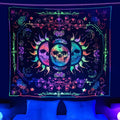 Axyaa Psychedelic Skull Head UV Reactive Tapestry Wall Hanging