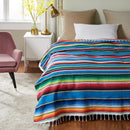 Axyaa Boho Beach Blanket: Hand-Striped Mat with Tassels