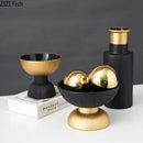 Axyaa Black Gold Ceramic Vase Desk Decoration Flowers Pots Modern Home Decor