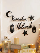 Wooden Ramadan Hanging Ornaments, Star Lantern Moon, Eid Mubarak Decor Axyaa