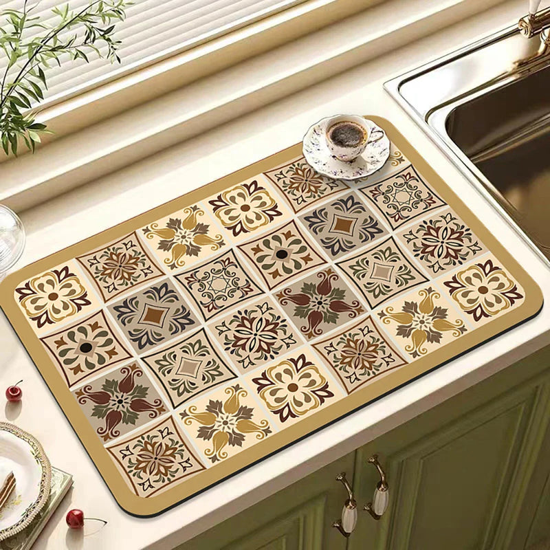 Axyaa Spices Printed Kitchen Absorbent Drying Mat - Tableware Draining Pad