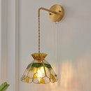 Axyaa Vintage Glass Wall Light with Adjustable LED and Pull Chain Switch