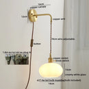 Axyaa Glass Copper LED Wall Lights with Knob Switch - Modern Bedside Lamp