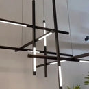 Axyaa Gold Black Linear LED Chandelier for Hotel Dinning Room