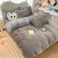 Axyaa Winter Warm Striped Rabbit Plush Four-piece Bed Sheet