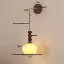 Axyaa Walnut Wood LED Wall Lamp with Pull Chain Switch