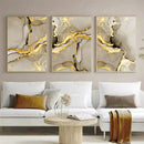 Axyaa Beige Golden Marble Abstract Wall Art Posters Luxury Canvas Print
