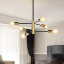 Axyaa Modern Nordic Sputnik Black LED Chandeliers, 4/6/8-Light Pendant Ceiling Fixtures