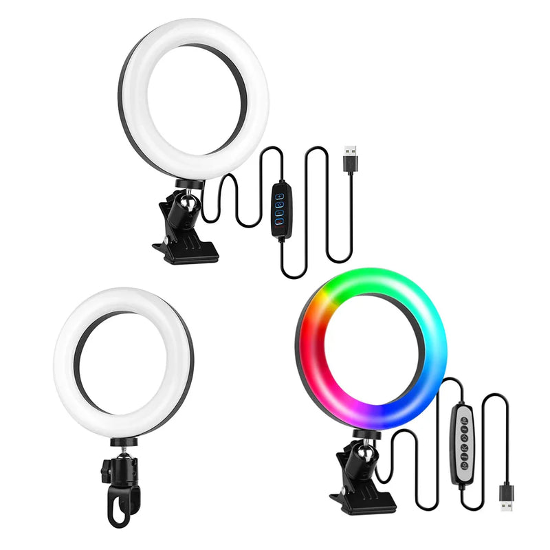 Axya 6" LED Ring Light for Youtube Live Streaming Selfies Desktop Clip