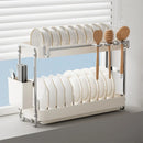 Axyaa Stainless Steel Over Sink Dish Drying Rack with Storage for Bowl, Chopstick, Plate