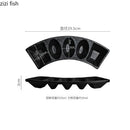 Axyaa Matte Stone Curved Plate: Patterned Ceramic Dessert Sushi Snack Molecular Cuisine Plate