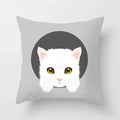 Axyaa Cute Cat Round Head Cushion Cover 45x45cm Polyester Pillowcase Square