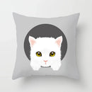 Axyaa Cute Cat Round Head Cushion Cover 45x45cm Polyester Pillowcase Square