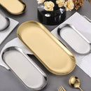 Axyaa Stainless Steel Snack Dish Oval Serving Tray Sushi Plate Dinnerware Axyaa Metal BBQ Plate
