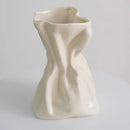 Axyaa Cream Ceramic Vase for Dry Flowers - Minimalist Living Room Decor