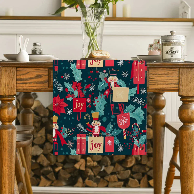 Axyaa Christmas Holly Table Runner for Kitchen Home Dining Room Decoration