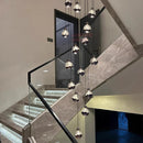 Axyaa Crystal Chandelier Stair Pendant Living Room Interior Lighting