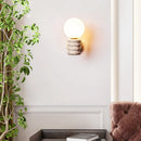 Axyaa Japanese Style LED Wall Lamp Pull Chain Yellow Travertine Glass Mirror Light