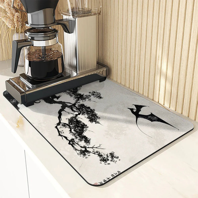 Axyaa Non-slip Coffee Cup Drying Mat, Ancient Style, Absorbent Diatoms Tableware Mat