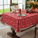 Axyaa Christmas Embroidered Cotton Tablecloth Rectangle Retro Farmhouse Dining Room Decor