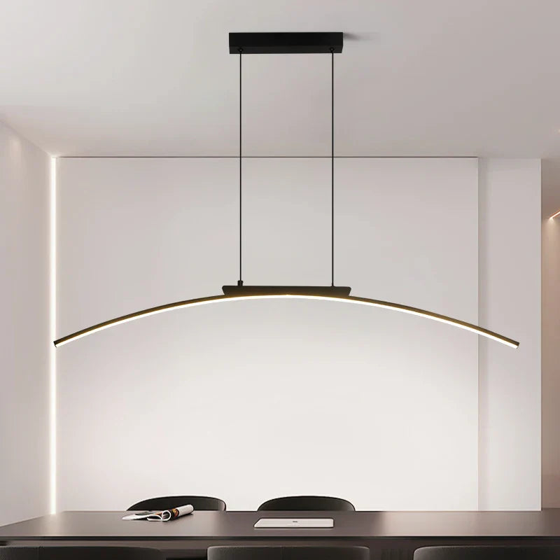 Axyaa Minimalist Curve Pendant Lamp - Adjustable Height LED Dining Light