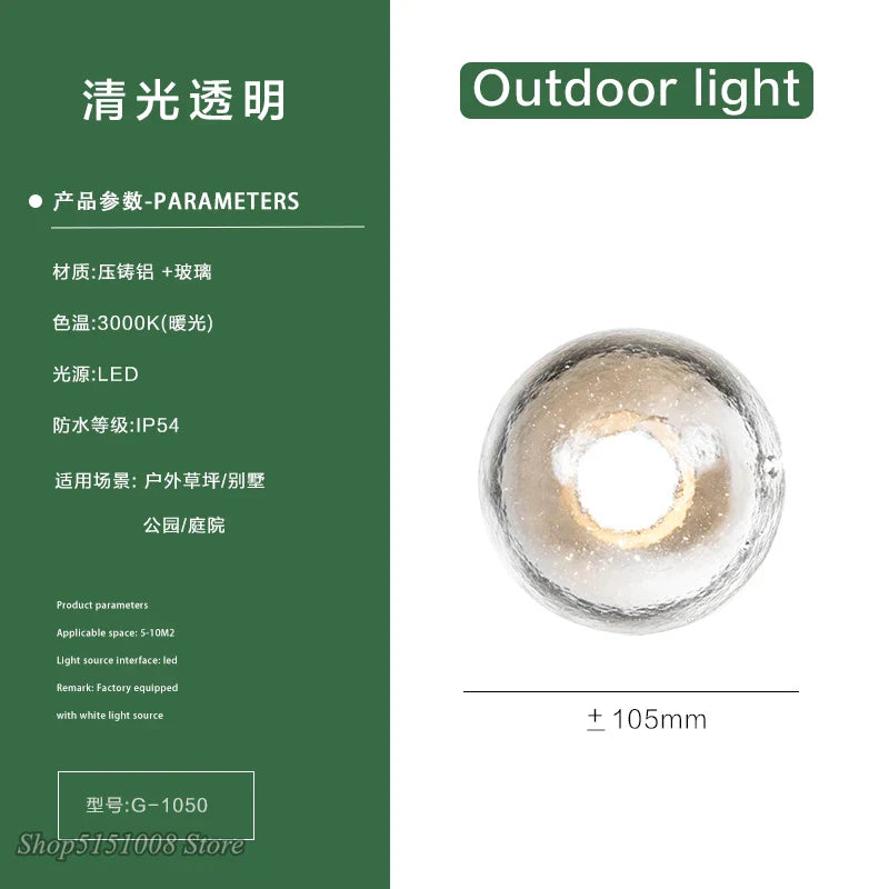 Axyaa Crystal Outdoor Wall Lamp - Waterproof Stair Aisle Light