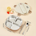 Axyaa Stainless Steel Divided Lunch Box Set with Cutlery