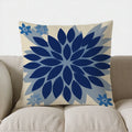 Axyaa Blue Floral Geometric Pillow Cover for Sofa, Bedroom, Car - 18 Word Limit