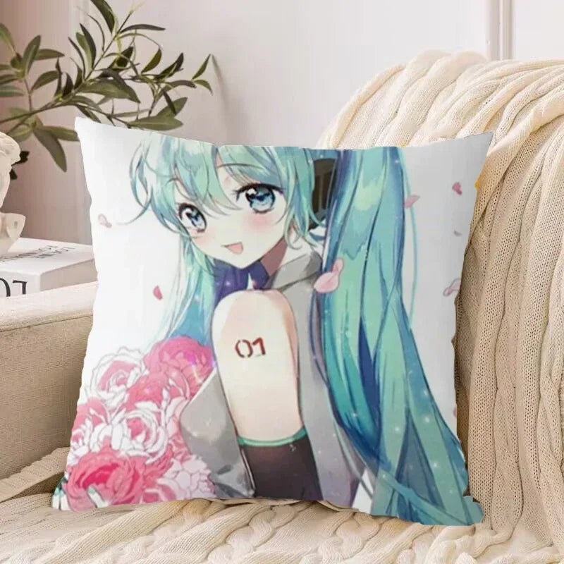 Axyaa 40*40 Hatsune Miku Pillow Cover Set for Stylish Bed Decor