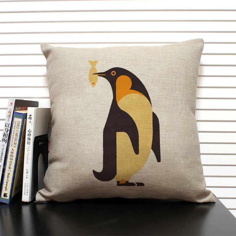 Animal Penguin Cushion Cover 45x45, Axyaa Brand - Cute & Funny Decorative Pillowcase