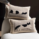 Axyaa Medieval Critter Embroidery Cushion Cover in Coffee Brown - 30x50cm