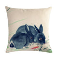 Axyaa Rabbit Pillowcase: Cute Ink Style for Office, Car, Sofa & Living Room