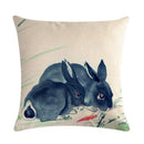 Axyaa Rabbit Pillowcase: Cute Ink Style for Office, Car, Sofa & Living Room