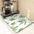 Axyaa Leaf Print Coasters & Drying Mat Set for Kitchen Essentials
