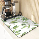 Axyaa Leaf Print Coasters & Drying Mat Set for Kitchen Essentials