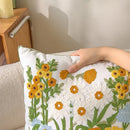 Axyaa Pastoral Flower Embroidered Pillowcase for Sofa and Headboard