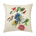 Axyaa Colorful Bird Flower Cushion Cover 45x45cm Linen Pillowcase Office Decoration